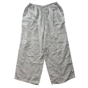 Flax Women's SZ Large Linen Pants Elastic Waist Wide-Leg
